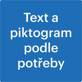 Samolepicí protiskluzové značení na vozovky, text a piktogram dle potřeby – PVC, modrá, 400×400 mm