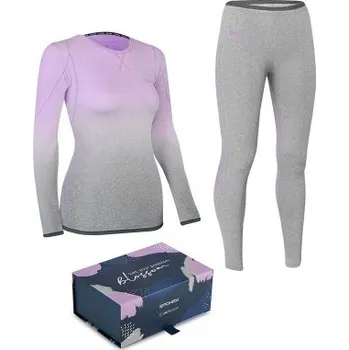 Spokey FLORA SET Dámské termoprádlo v dárkovém balení, fialovo-šedé, vel. L/XL