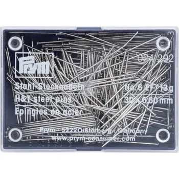 PRYM Špendlíky, 0,60 x 30 mm, stříbrné barvy, 13 g, plastová krabička