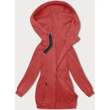 Dámská mikina Červená volná dlouhá dámská mikina se stahovacími lemy (AMG-332A) odstíny červené L (40)