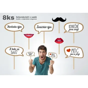 Party dekorace Fotorekvizity SET V. - svatební - sada 8 ks