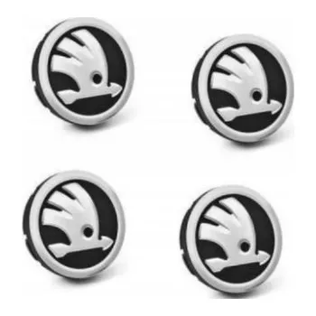 Poklice na kolo 4x Krytky kol, pokličky na kola ŠKODA 56mm černá chrom 5E0601151FOD 5JA601151