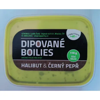 Boilies Dipované boilies - halibut a černý pepř 110g