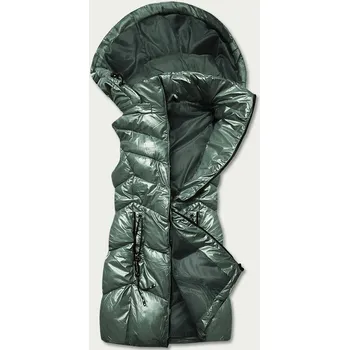 Dámská vesta Lesklá zelená vesta s kapucí (B8025-10) odstíny zelené XL (42)