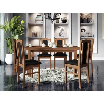 Nábytek Rozkládací jídelní stůl se 6 židlemi AL06, Barva dřeva: olše-L, Potah: Kronos 7 MIRJAN 5903211241956