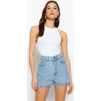 Umění Trendyol High Waist Denim Shorts With Blue Stones Trendyol modrá | šedá 2247527