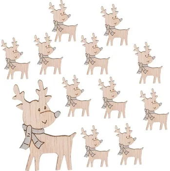 Vánoce Dřevění sobi s lepíkem 4 cm, 24 ks 5419