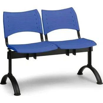 Plastová lavice modrá Visio LC9284M - podnož černá, 2-místná
