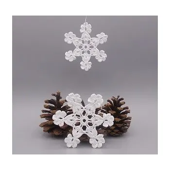 Vánoční ozdoba Háčkovaná vánoční ozdoba - vločka 8 cm - č.2 8 cm bílá