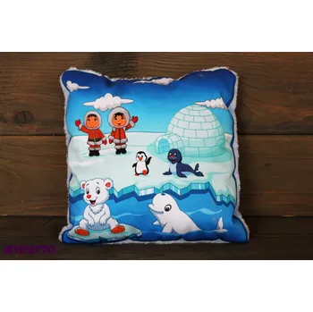 Dekorativní polštářek Polštářek - Eskymáci na ledě (menší polštářek)