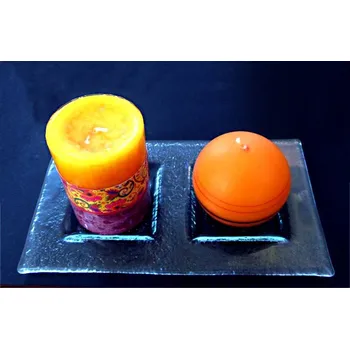 Svícen dvojmiska čiré sklo - svícen (ruční výroba)