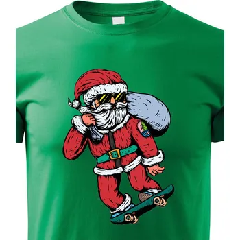 Chlapecké tričko Dětské tričko Santa Claus na skateboardu, Barva Zelená, Velikost 158 cm/12 roků, Canvas Dětské tričko Bezvatriko.cz 2086