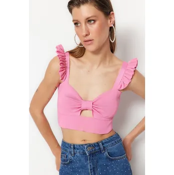 Cizojazyčná kniha Trendyol Pink Crop Knitwear Window/Cut Out Detailed Bustier Trendyol růžová 2148228