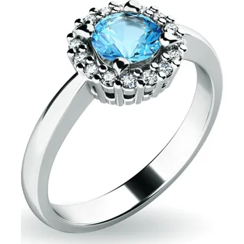 Oblečení a móda Dámský prsten bílé zlato 585/1000 přírodní diamant 0.50 ct G/SI topaz a brilianty 10924-B-TPZ velikost 63