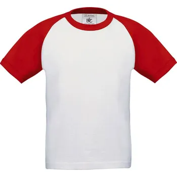Chlapecké tričko B&C dětské Chlapecké tričko Baseball Bílá/červená 9/11 (134/146)