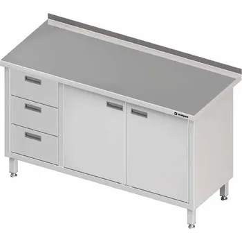 Dětský stůl Přístěnný stůl, blok tří zásuvek po levé straně a skříňkou s křídlovými dveřmi 1800x700x850 mm | STALGAST, 980447180