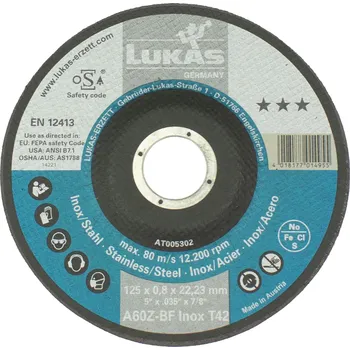 Řezný kotouč Kotouč řezný, 125 x 0,8mm, A60Z-BF INOX, LUKAS