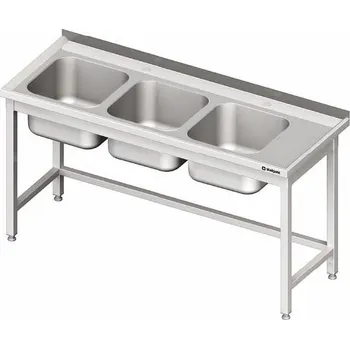 Dětský stůl Stůl s tříkomorovým dřezem bez police 1900x700x850 mm | STALGAST, 981127190