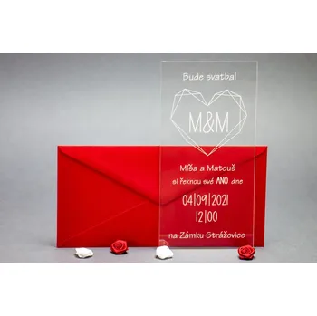 Pozvánka Originální svatební oznámení z plexi - Polygon Kolik kusů oznámení potřebujete?: Potřebuji 40 a více ks
