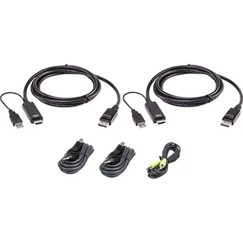 Datový kabel Aten Sada kabelů pro KVM, (2x USB 2.0, 2x HDMI -> DP, audio) , 1,8m (2L-7D02UHDPX5) - 14.01.7336