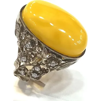 Prsten stříbrný prsten s jantarem L831