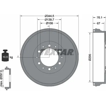 Brzdový buben TEXTAR Brzdový buben 94038800