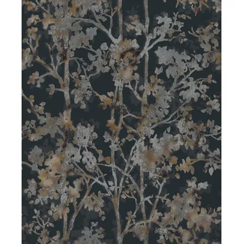 Tapeta York Černá metalická květinová vliesová tapeta na zeď, NW3580, Modern Metals, York, velikost 0,53 x 10,05 m