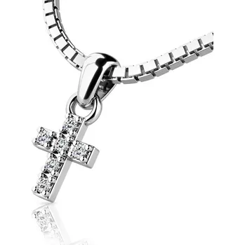 Přívěsek Dámský přívěsek přírodní diamant 0.033 ct G/SI - křížek s brilianty 140027-B-DIA délka řetízku 40 cm