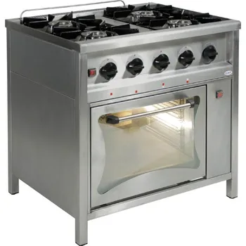 Sporák Plynový gastronomický sporák 4-hořákový s plynovou troubou, 900x700x850 mm, 28 kW | EGAZ, TGP-4724/PG-1