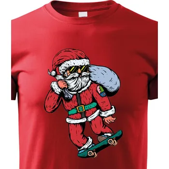 Chlapecké tričko Dětské tričko Santa Claus na skateboardu, Barva Červená, Velikost 158 cm/12 roků, Canvas Dětské tričko Bezvatriko.cz 2086