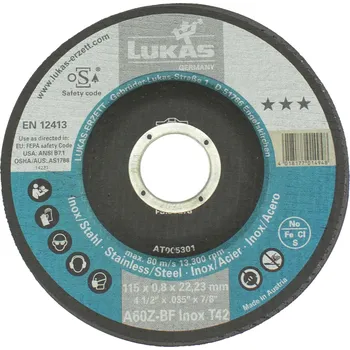 Řezný kotouč Kotouč řezný, 115 x 0,8mm, A60Z-BF INOX, LUKAS