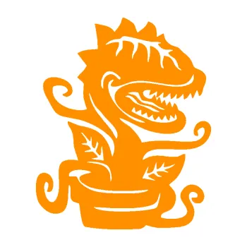 Autodoplněk Samolepka na auto Masožravá kytka 001 pravá (06 - oranžová) NÁLEPKA, FÓLIE, POLEPY, TUNING, VLASTNÍ TEXT, TISK, AUTOSAMOLEPKY.cz, SAMOLEPKY, OBRÁZEK, LOGO, VÝROBA, PRODEJ