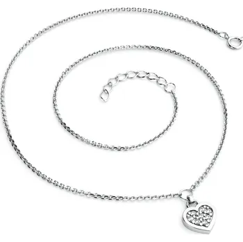 Náhrdelník Dámský náhrdelník bílé zlato 585/1000 přírodní diamant 0.096 ct G/SI srdce s brilianty 10881-NH01A-B délka 42 cm
