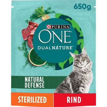 PURINA ONE Dual Nature pro kastrované kočky, hovězí se spirulinou, 650 g