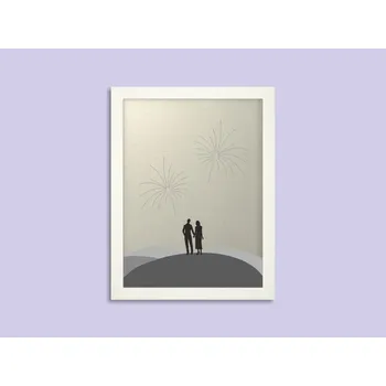 Svatební dekorace Svatební ohňostroj hostů v bílém rámu 33 x 43 cm