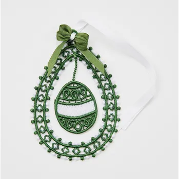 Velikonoční dekorace velikonoční závěsná dekorace I - velikonoční vajíčko - vyšívaná krajka