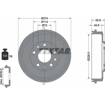 Brzdový buben TEXTAR Brzdový buben 94047300
