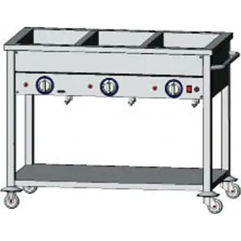 Vodní skútr Elektrická ohřevná vana 3-komorová, 1100x600x850 mm s policí, pojizdný, 2,4 kW | EGAZ, BE-3JS