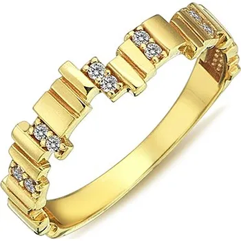 Prsten Lillian Vassago Zlatý prsten s geometrickými tvary a zirkony LLV98-GR077Y Velikost prstenu: 58