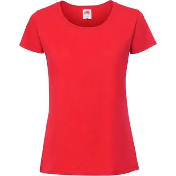 Dámská móda Červené dámské tričko Iconic 195 Ringspun Premium Premium Fruit of the Loom Fruit of the Loom červená 2469959