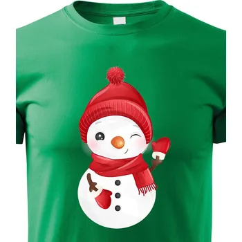 Chlapecké tričko Dětské triko Vánoční sněhulák, Barva Zelená, Velikost 110 cm/4 roky, Canvas Dětské tričko Bezvatriko.cz 2093