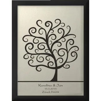 Svatební dekorace Svatební strom 2 se jmény 33 x 43 cm