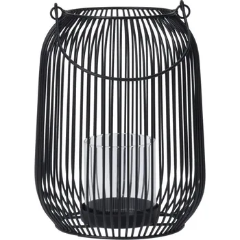 Lucerna Drátěná kovová lampa s uchem – černá, 15 × 21 cm