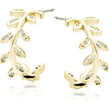 Náušnice Lafira pozlacené stříbrné náušnice Kruhy Lístečky Z1925G (puzety)