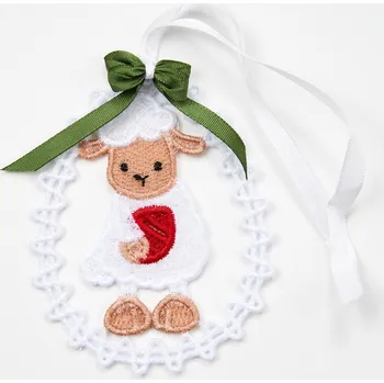 Velikonoční dekorace velikonoční závěsná dekorace IX - velikonoční ovečka - vyšívaná krajka