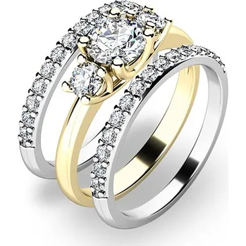 Módní doplněk Zásnubní prsten zlato mix 585/1000 zirkon set 10803-SET02-ZB velikost 54