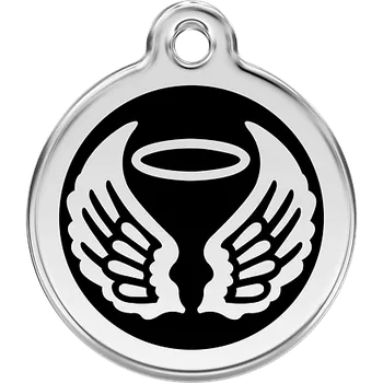 psí známka Red Dingo známka – Angel Wings Black – Andělská křídla černá velikost známky L - 37 mm