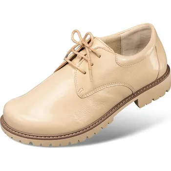 Dámská zdravotní obuv Dámské polobotky se šněrováním, laková useň, béžová: 41