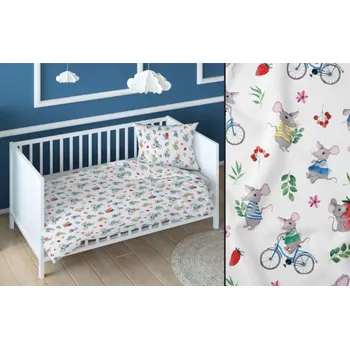 Povlečení Bavlněné dětské povlečení Myšky na šedém Rozměr: 40x60 a 100x138 cm