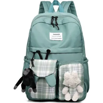 Sportovní batoh Roztomilý batoh s plyšovou dekorací - Zelený dámský batoh,42 x 30 x 18